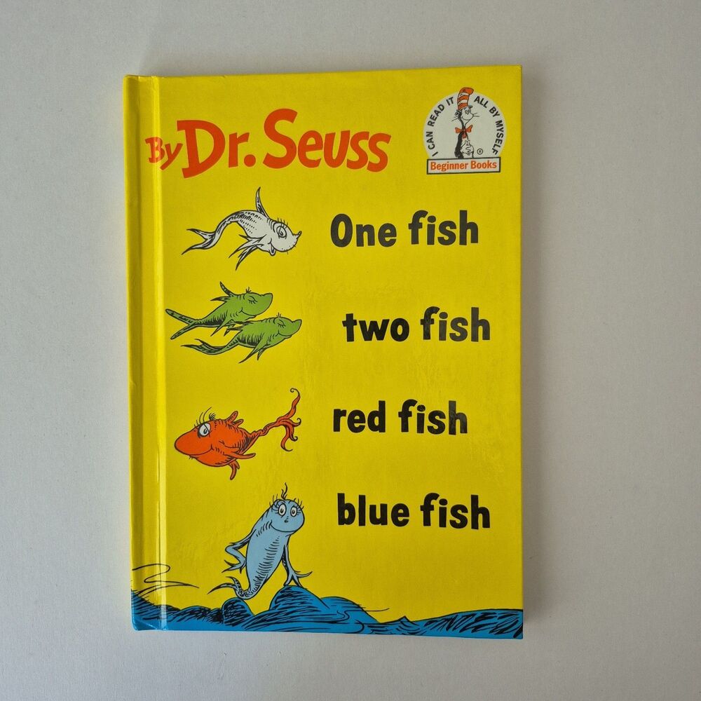 Dr Seuss Book One Fish Two Fish Red Fish Blue Fish Hardcover Book Copyright 1968